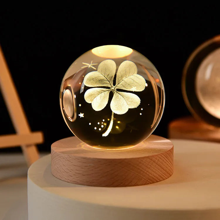 6cm 3D Crystal Ball Glass Warm Night Light.