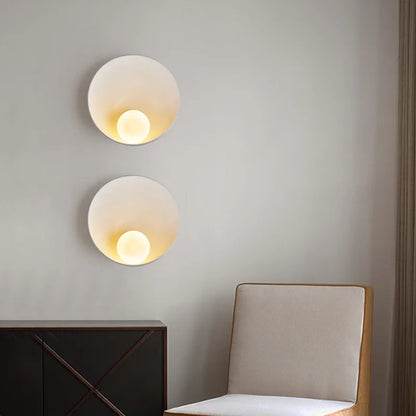 Chinese Style White Brown Shell Wall Lamp Creative LED Lighting Homestay Bedroom Corridor Resin Wall-mounted Sconces