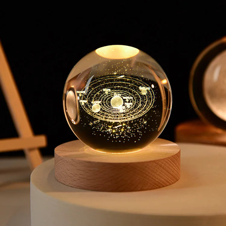 6cm 3D Crystal Ball Glass Warm Night Light.