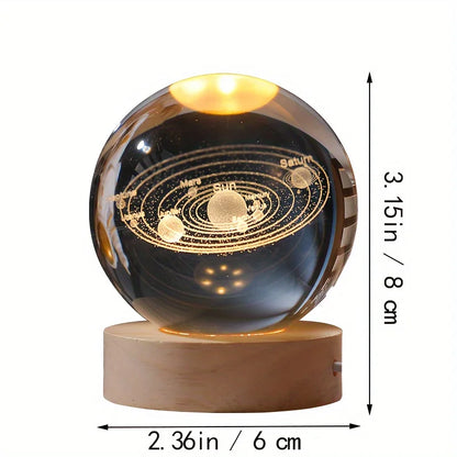 6cm 3D Crystal Ball Glass Warm Night Light.