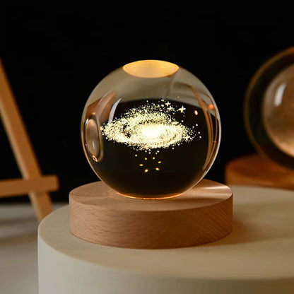 6cm 3D Crystal Ball Glass Warm Night Light.