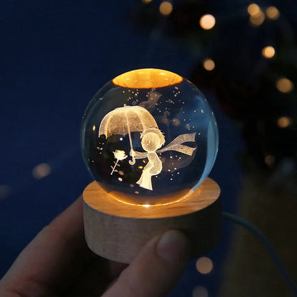 6cm 3D Crystal Ball Glass Warm Night Light.