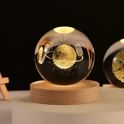 6cm 3D Crystal Ball Glass Warm Night Light.