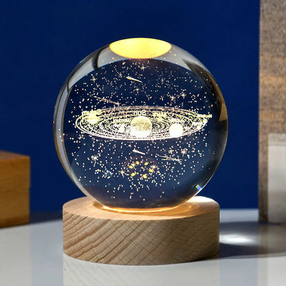 6cm 3D Crystal Ball Glass Warm Night Light.