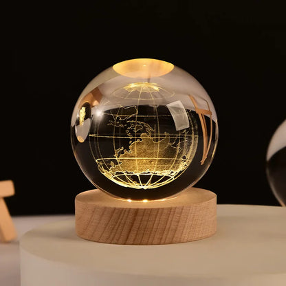 6cm 3D Crystal Ball Glass Warm Night Light.