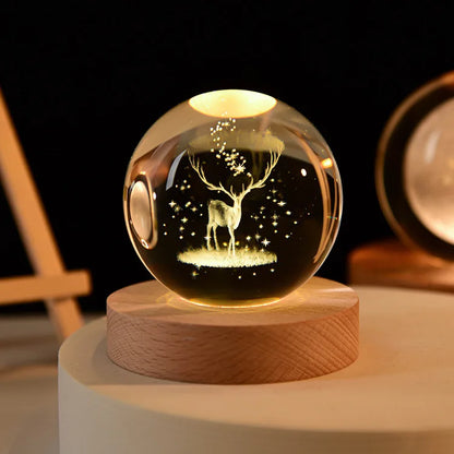 6cm 3D Crystal Ball Glass Warm Night Light.