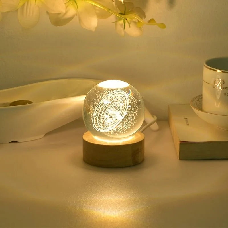 6cm 3D Crystal Ball Glass Warm Night Light.